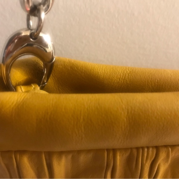 JIMMY CHOO INA NAPPA FRINGED MUSTARD YELLOW LEATHER CLUTCH (AUTHENTIC) - Picture 10 of 12